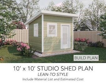 10x10 Backyard Studio Shed and Build Instruction, Lean To Roof Shed, DIY Woodworking Instructions