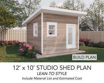 12x10 Backyard Studio Shed and Build Instruction, Lean To Roof Shed, DIY Woodworking Instructions