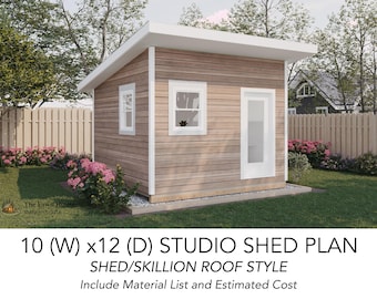 10x12 Backyard Studio Shed and Build Instruction, Lean To Roof Shed, DIY Woodworking Instructions