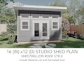 16x12 Backyard Studio Shed and Build Instruction, Lean To Roof Shed, DIY Woodworking Instructions