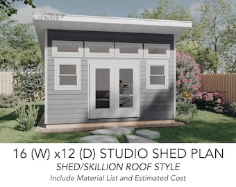 16x12 Backyard Studio Shed and Build Instruction, Lean To Roof Shed, DIY Woodworking Instructions