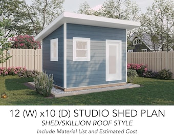 12x10 Backyard Studio Shed and Build Instruction, Lean To Roof Shed, DIY Woodworking Instructions