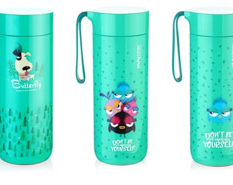 Kinder Thermosflasche Trinkflasche Isolierflasche Edelstahl Geschenk Thermobecher 400ml Grün
