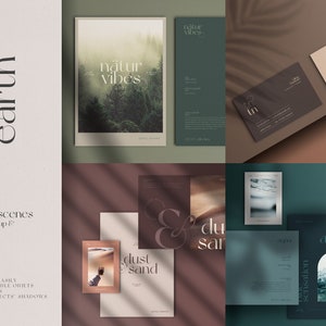 Kleuren van de Aarde Briefpapier Mockup &Scène maker met brochures en visitekaartjes
