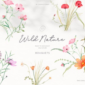 wildflowers clipart, watercolor floral bouquet, watercolor clipart, wildflower arrangements, wedding floral, wedding clipart, floral frame