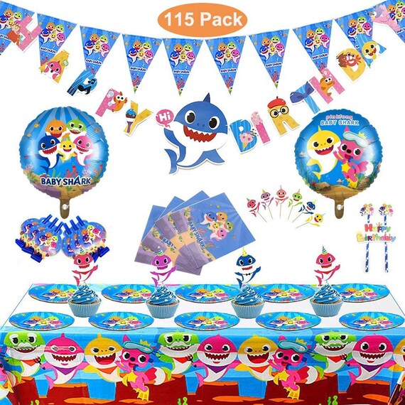 Baby Shark Party Supplies set 115 Pieces Baby Shark Birthday | Etsy