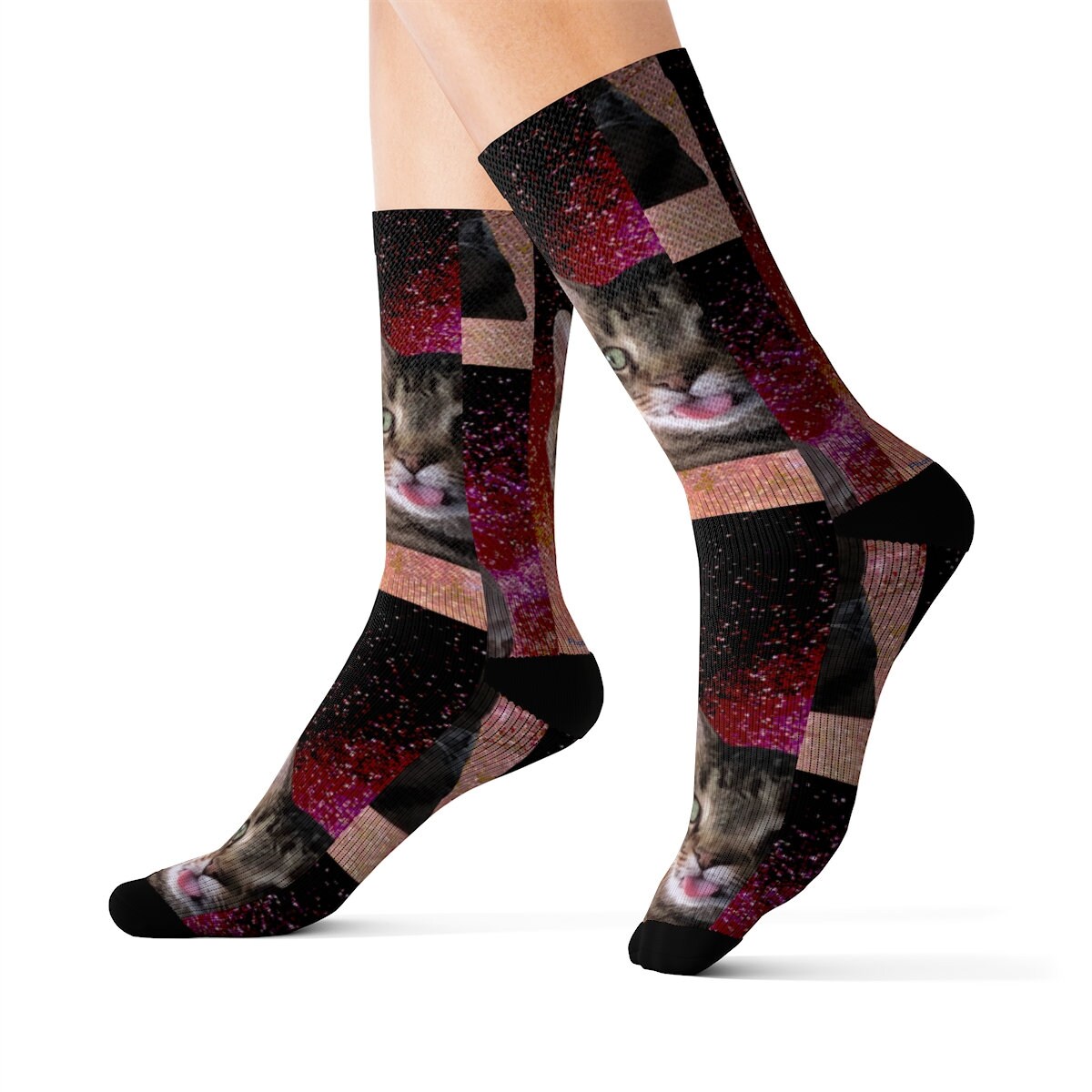 Funny Cat Socks Gift Funny Cat in Space Novelty Etsy
