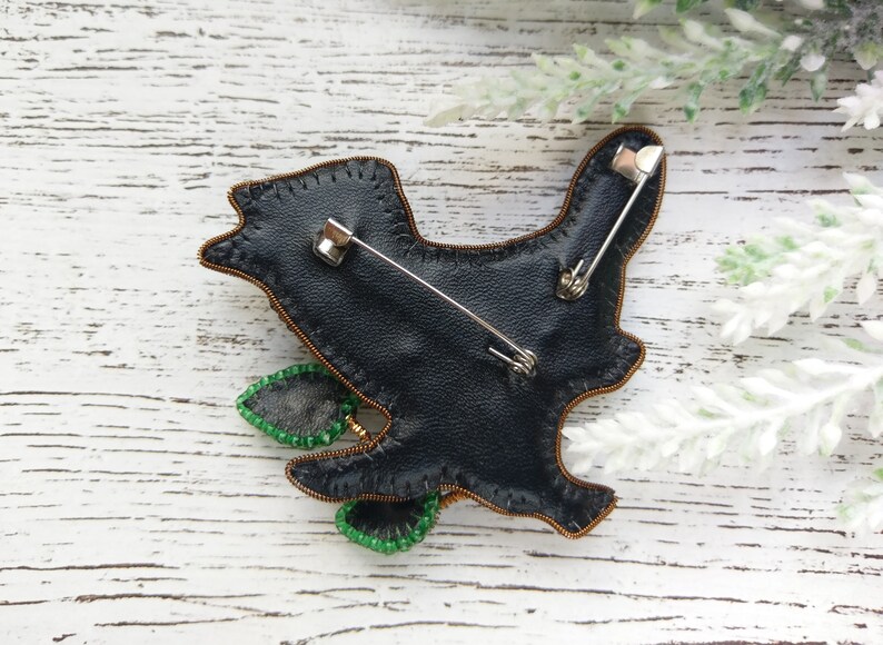 girlfriend gift sparrow beaded brooch Bird brooch pin