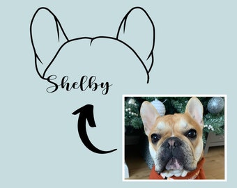 Custom Dog Ears Outline | Digital File | Pet Ear Line Drawing Transparent Background