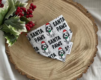 Santa Paws Dog Bandana, Grey Santa Clause Christmas Pet Accessory