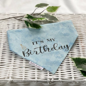 Dog Birthday Bandana, Blue or Pink, Birthday Boy Girl, Over the Collar, Snap Fastening, XS, Small, Medium, Large, Gift For Dog Lover
