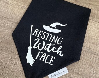 Resting Witch Face Dog Bandana: Funny Halloween Pet Costume