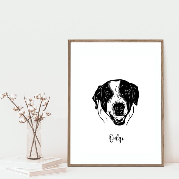 Custom Pet Portrait |  Digital Art File | Simple Dog Drawing | Cat drawing | Any Animal