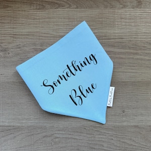 Custom Dog Bandana: Personalised Pet Announcement, Design Your Own, Over-the-Collar or Snap Blue