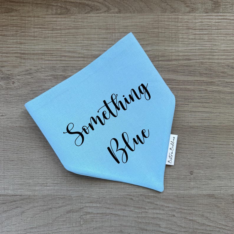 Custom Dog Bandana: Personalised Pet Announcement, Design Your Own, Over-the-Collar or Snap Blue