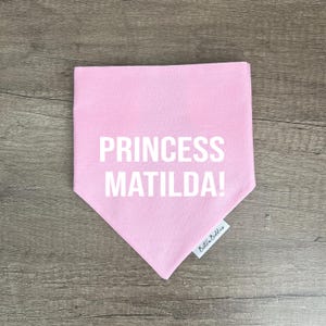 Custom Dog Bandana: Personalised Pet Announcement, Design Your Own, Over-the-Collar or Snap Pink