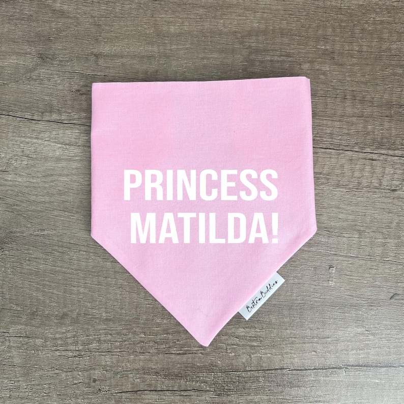 Custom Dog Bandana: Personalised Pet Announcement, Design Your Own, Over-the-Collar or Snap Pink