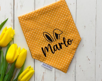 Easter Dog Bandana, Personalise With Name, Bunny Ears Floral Petwear, Pink, Green, Yellow, Purple Easter Pet Accessory