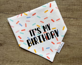 Sprinkles Birthday Dog Bandana: Over-the-Collar or Snap