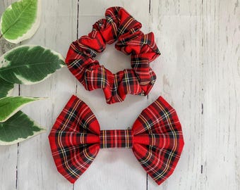 Matching Dog Bow & Scrunchie Set: Handmade Cotton Pet-Owner Twinning Set