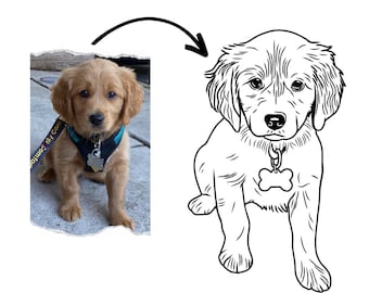 Personalized Pet Line Drawing: Custom Dog Portrait Outline (Digital Art File)