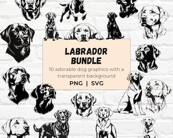 Labrador Silhouette Svg Bundle Dog Svg Files for Cricut Clipart Vector ...