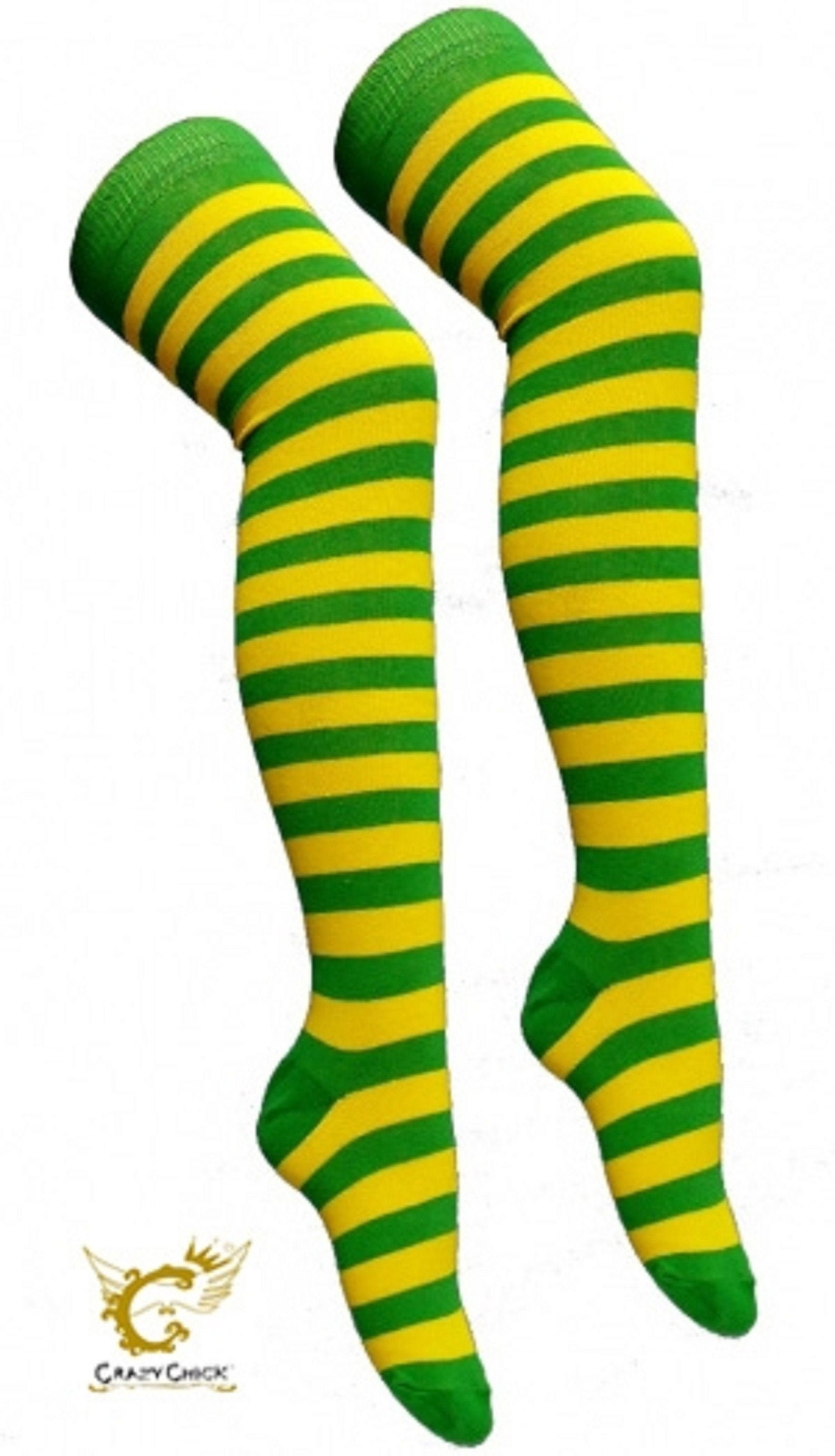 Ladies Over The Knee Socks Green Yellow OTK Stripe Socks Etsy
