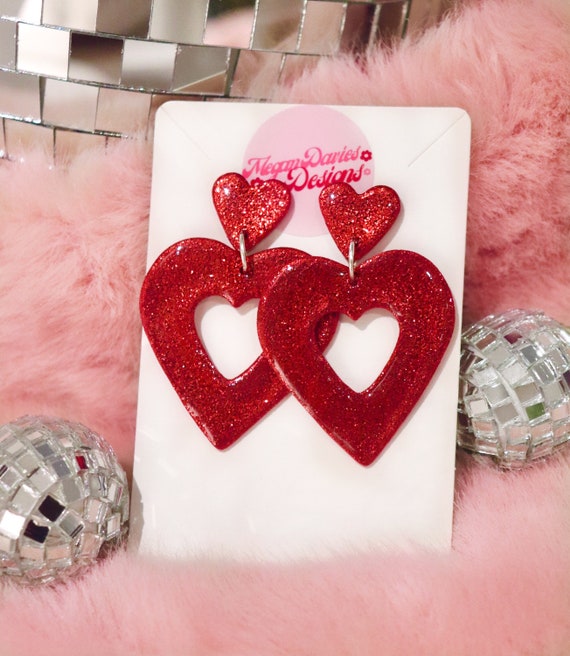 Red sparkly deals earrings