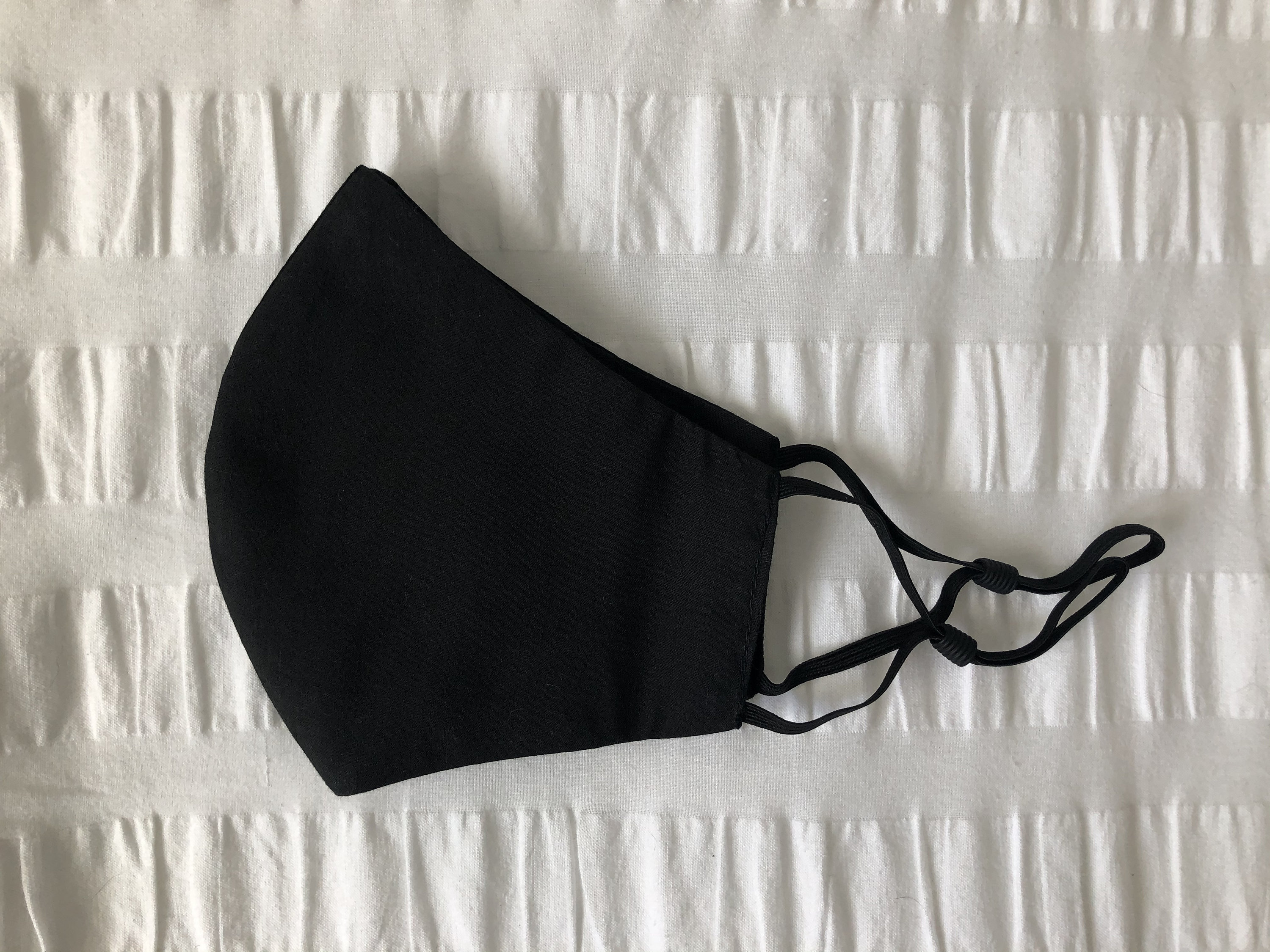 Black Cotton Face Mask Australian Handmade With Adjustable Ear Loops 3