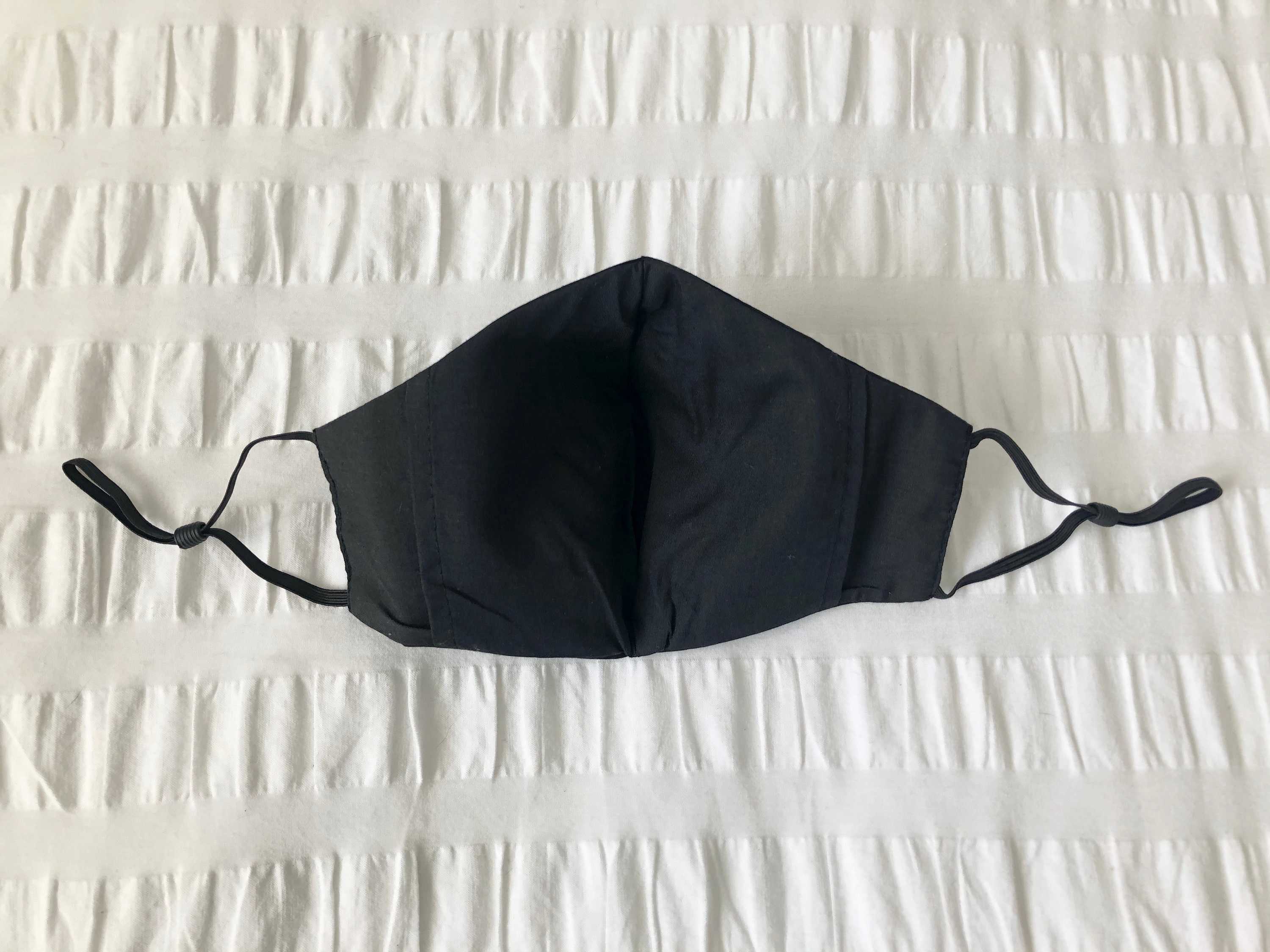 Black Cotton Face Mask Australian Handmade With Adjustable Ear Loops 3