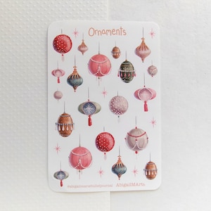 Holiday Ornament Matte Bullet Journal Sticker Sheet | Christmas | Winter | Bujo | Planner | Scrapbook |