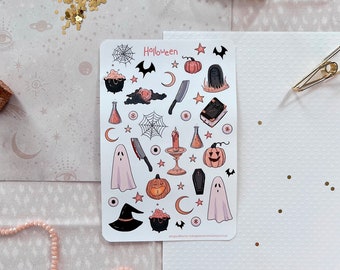 Halloween Bullet Journal Sticker Sheet | Matte | Pumpkins | Planner | Candle  | Ghost | Bats | Spooky |