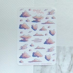 Magical Clouds Bullet Journal Sticker Sheet | BUJO | Planner | Cute | Cloud | Heart