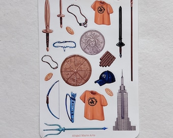 Percy Jackson Inspired Bullet Journal Sticker Sheet | Matte | Book | Bookish | Planner | Annabeth | Swords | Bujo | Reader