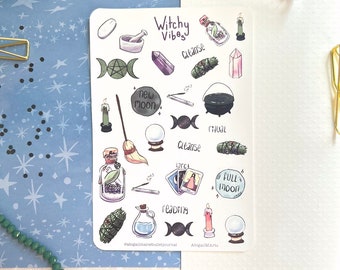 Witchy Vibes Matte Bullet Journal Sticker Sheet | Witch | Grimoire | Book of Shadows | BuJo | Planner |Scrapbook |