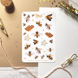 Bee Matte Bullet Journal Sticker Sheet | Cute | Bees | BuJo | Planner | Honeycomb