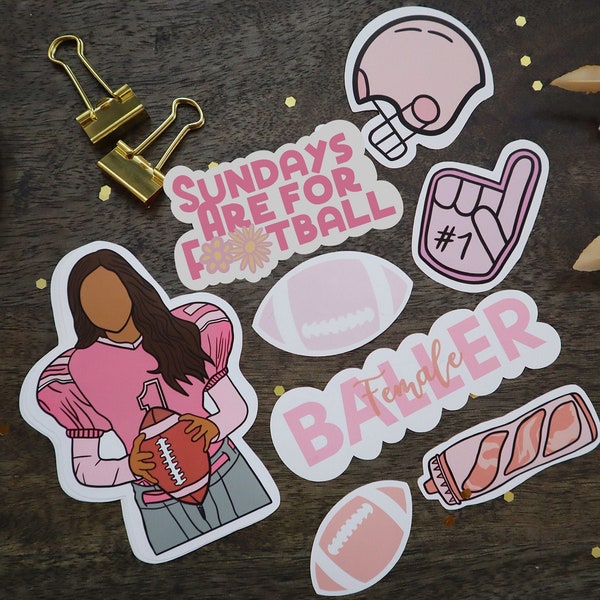 Football Stickers | Girl Football Stickers | Football Stickers | Pink Football Stickers | Sunday football| Football | Coach Gift Football