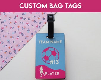 Personalized Soccer Bag Tag, Soccer Luggage Tags, Soccer bag tag, Soccer team gift, Personalized soccer gift, Team Gifts, Girl Soccer Gifts