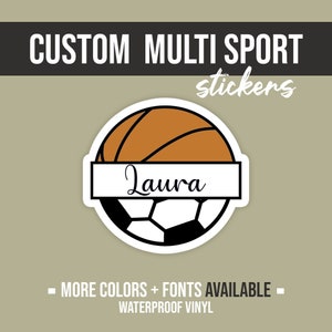 Custom Multi Sport Stickers | Custom Sport Sticker | Soccer and Basketball Stickers | Team Stickers | Volleyball Gift | Senior Gifts