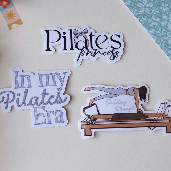 Pilates Stickers, Fitness Stickers, Exercise stickers, Workout Stickers, Vinyl Stickers, Pilates Coach Gift, Waterbottle Stickers