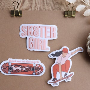 Skateboard Sticker, Girl Skateboarder, Skateboarder gift, Vsco Stickers, Sport Stickers, Skateboarding Sticker, Skater Gifts