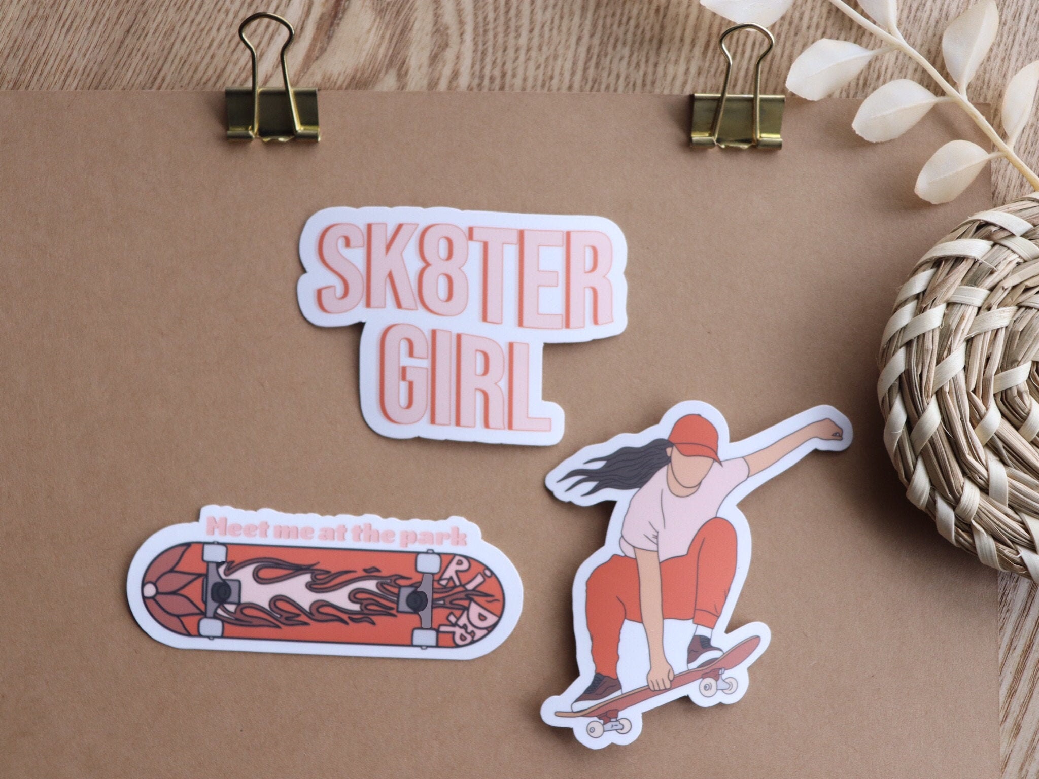 Skateboard Sticker Pack Girl Skateboarder Skateboarder Gift Etsy