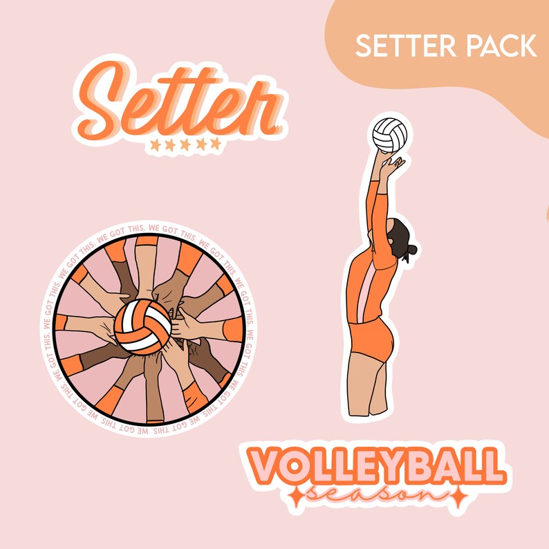 Volleyball Sticker Setter Libero Hitter Volleyball Team Etsy