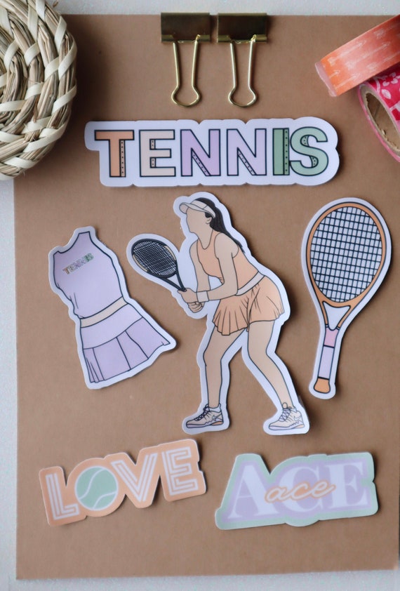 Tennis Stickers Girl Tennis Player Stickers Tennis Vinyl Etsy