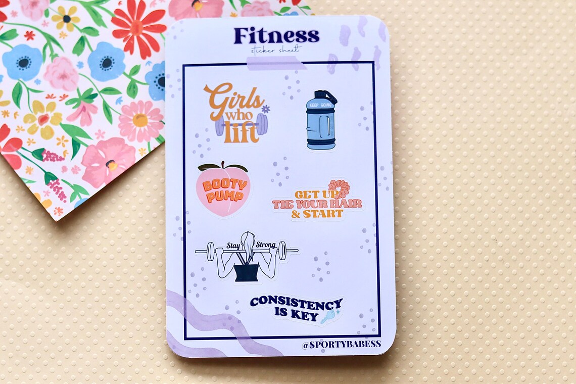 Fitness Sticker Sheet, Workout Stickers, Planner Stickers, Bullet ...
