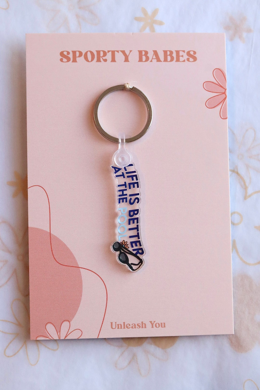 Swimming Keychain, Life is Better by the Pool Keychain, Acrylic