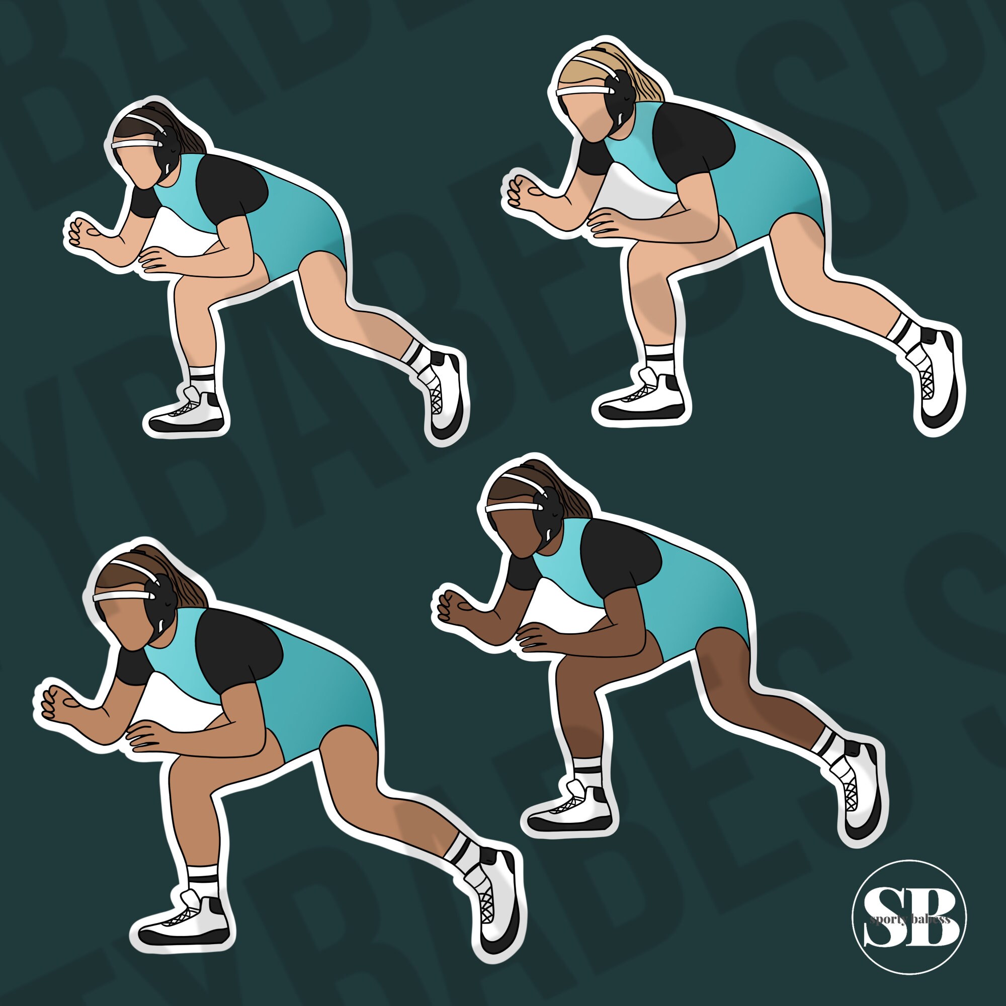 Wrestling Stickers Girls Wrestling Sport Sticker Pack Etsy