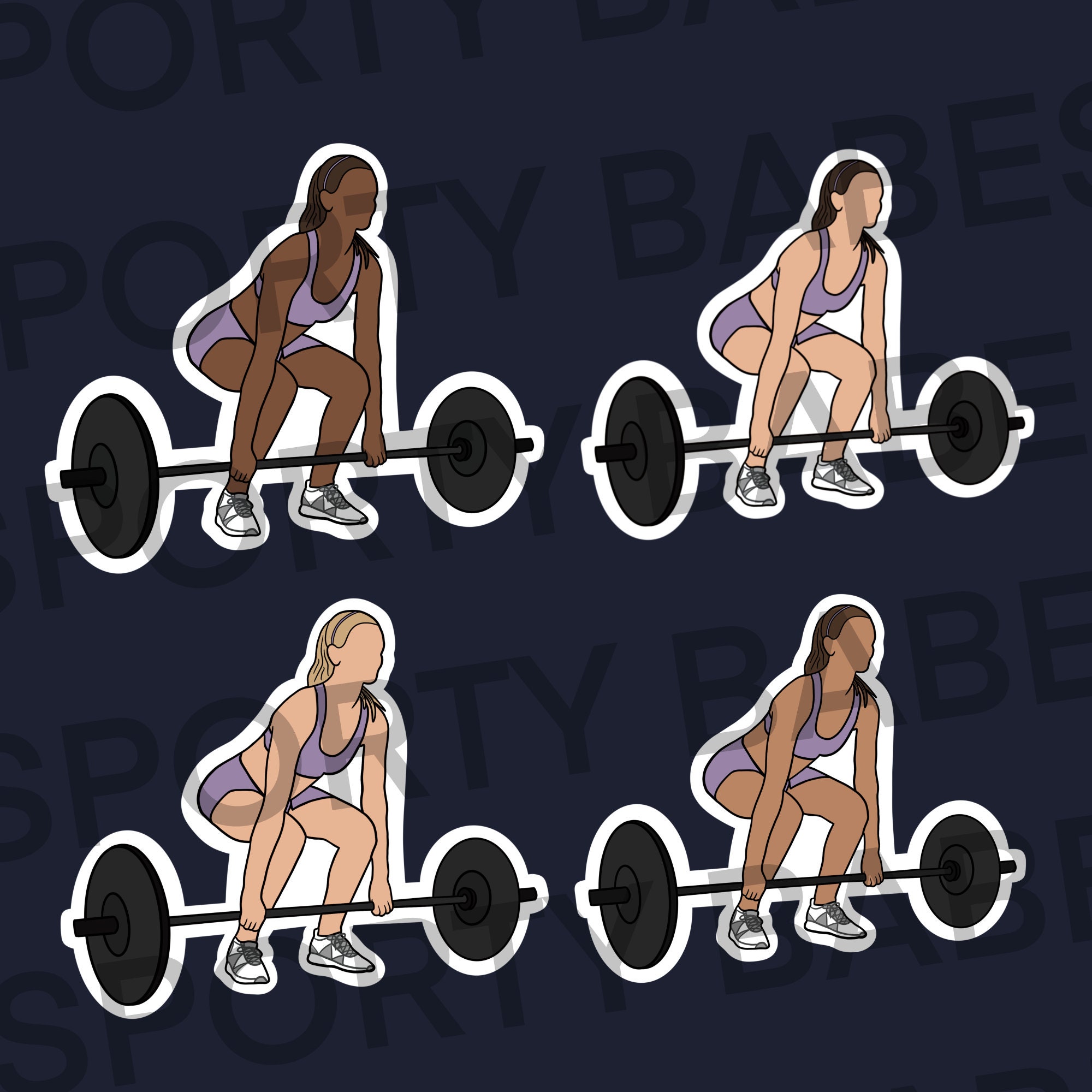 Fitness Stickers Squat Bench Deadlift Stickers - 3 Pack Gym Workout ...