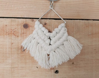Macrame Square Keychain with Fringe