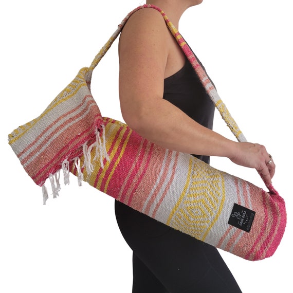 Baja Yoga Mat Bag Pink & Yellow Mexican Blanket 